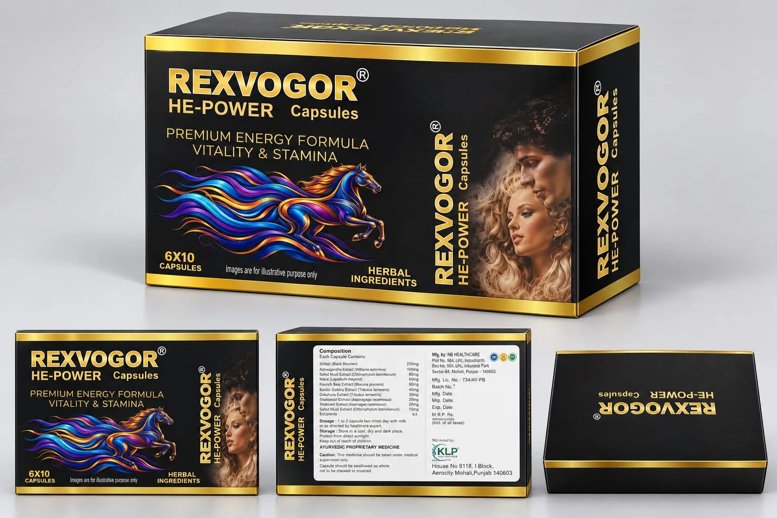 REXVOGOR HE-POWER Capsules product packaging